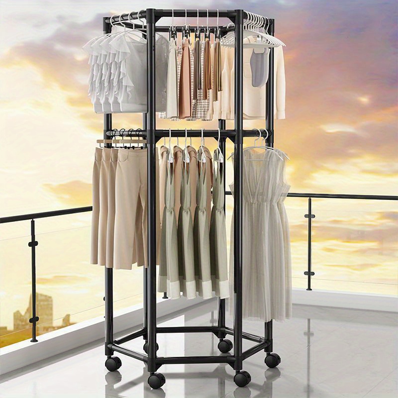 tendedero de ropa de metal resistente con brazos giratorios de 360°  Organizador de armario de pie que de para dormito