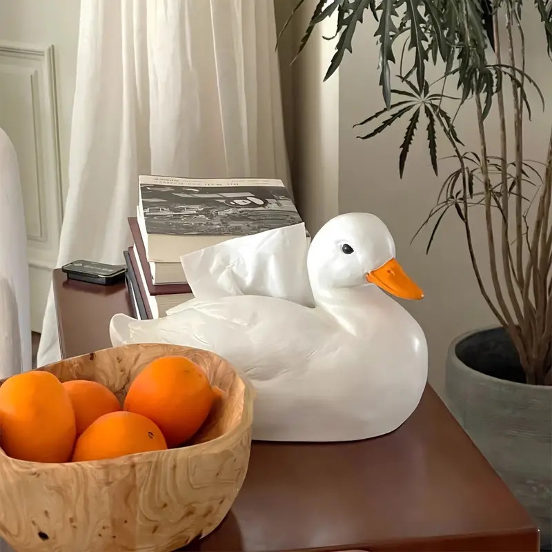cute   tissue box holder decorative bathroom living room storage organizer with   lid durable plastic tissue box dispenser for home entryway or bathroom decor duck shaped home accent entryway organizer   design glossy   Product details 3
