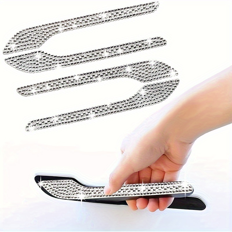 4pcs Shiny Crystal Door Handle Protector, Suitable For Model 3 And For , Shiny Car Accessories