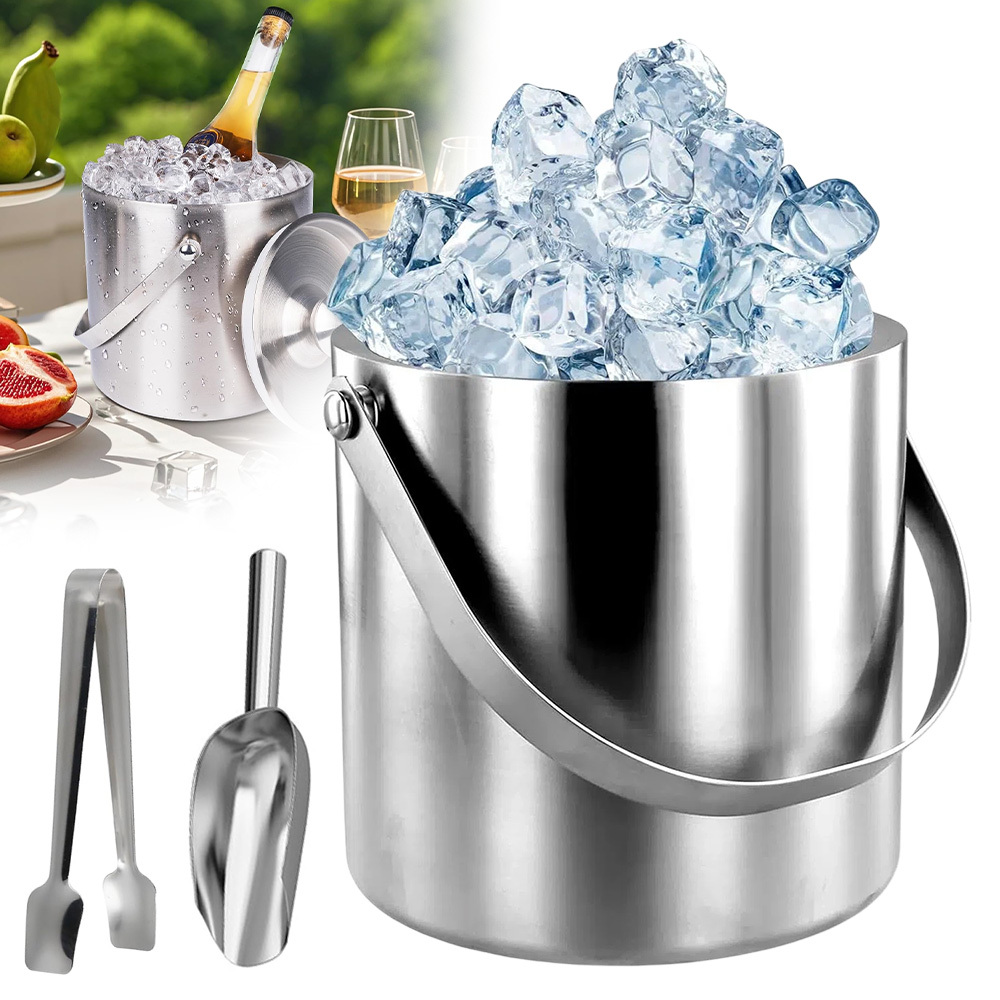 Ice Bucket Set 2.0l Ice Bucket + Ice Shovel + Ice Clip Is Suitable For Ice Cubes And Drinks, Etc.