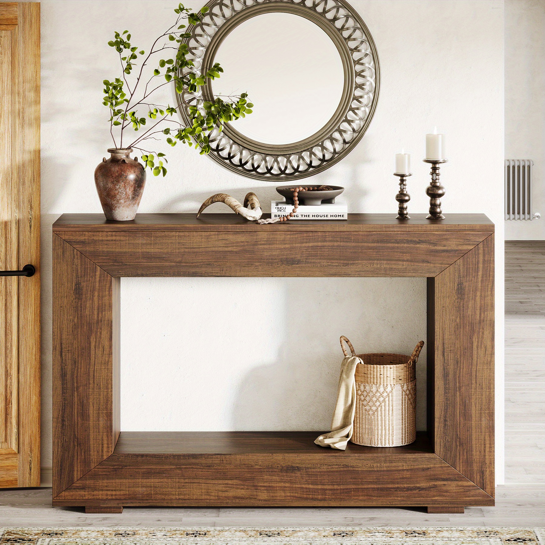Entryway Table With Double-layer Storage Shelf - Wood Suitable For, Hallway Sofa Table, Multifunctional Furniture With Assembly, Space- For Narrow Corridors & Entrance Decor