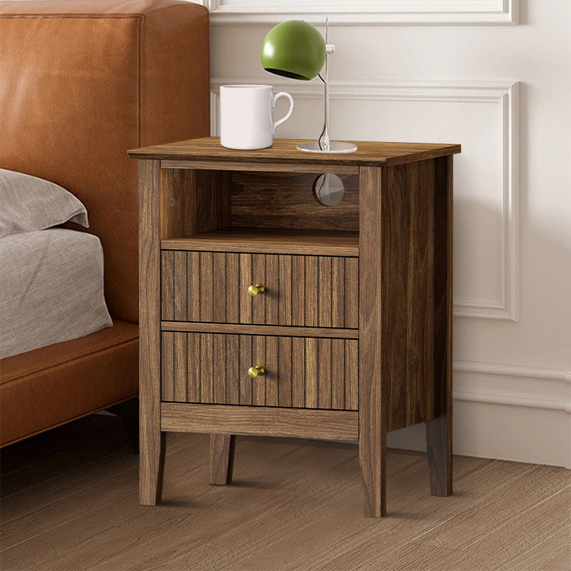 TEMU Vintage-style Bedside Cabinet Featuring A Drawer And An Open Shelf, Bedroom Storage. Available In Walnut, White, Or Green