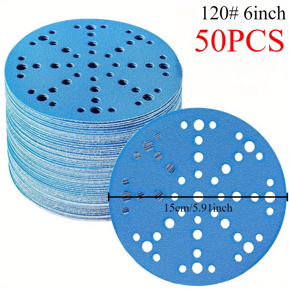 Image of 50pcs | 6-inch 49-hole Hook & Loop Sanding Discs | 80 To 400 Grit Ceramic Aluminum Oxide Blend | Anti-clog Coating | Universal Orbital Tool Abrasives | For Wood & Finishing | Sanding Sheets, Home