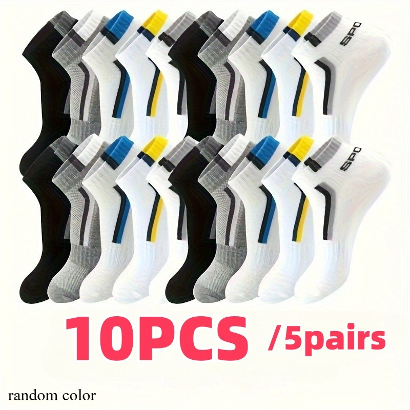 TEMU 10 pz/5 Calzini estivi invisibili sottili da a colori assortiti, calzini corti a a costine elasticizzate, supporto per l' , design traspirante,
