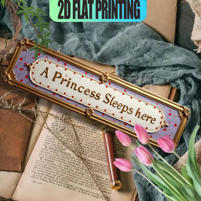 TEMU 2d Flat - Vintage Flat Wooden Wall Art 'princess Here' – Room Decor With Princess Design, Ideal For Home, Cafe, Restaurant, And Display, 2d Flat