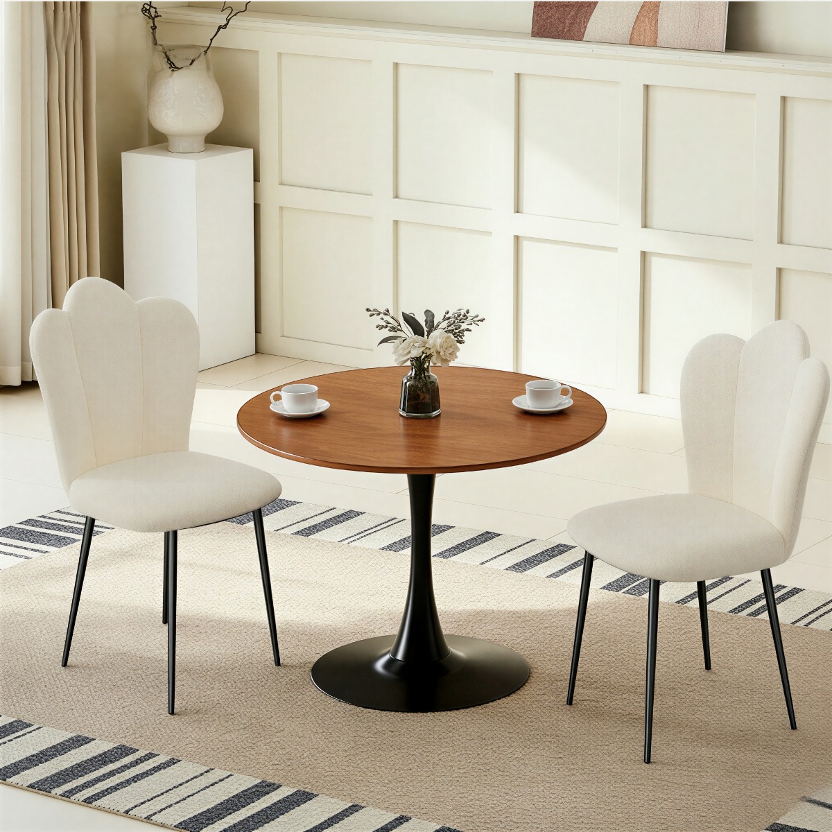 Dining Room Chairs, Set Of 2, Kitchen Chairs With Backrest, Upholstered, Metal Legs, Suitable For Living Room, Dining Room, Bedroom, Office Or Study, No