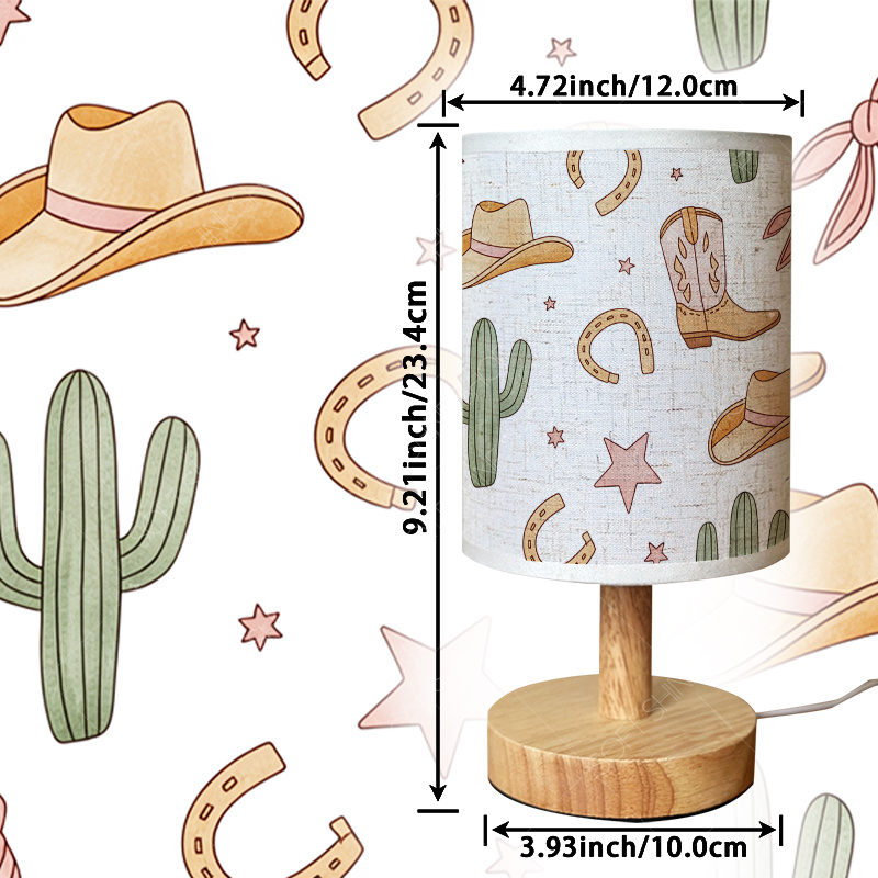 Printed Table Lamp with Fabric Shade, USB Powered for Home Decor