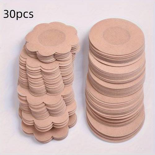 item picture 30pcs ultra thin disposable breathable non fabric anti bulge design round and floral shapes accessories suitable for clothing swimwear wedding photography elegant packaging durable sealing