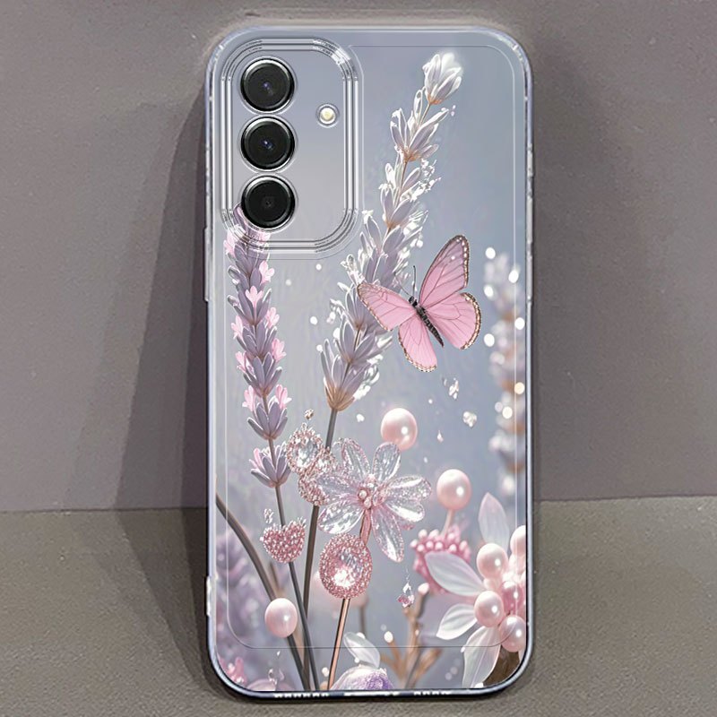 TEMU Phone Case: Exquisite Pink Pearl Creative Transparent Phone Case, Compatible With Galaxy A02s, A05s, A21s, A22, A24, A31, A32, A36, A51, A52,