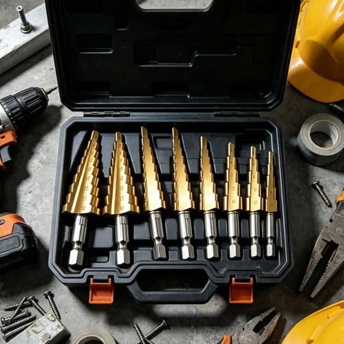 6pcs complete multi size step drill bit set tapered bits for drilling and reaming works on metal wood pvc and acrylic for handicrafts and small projects
