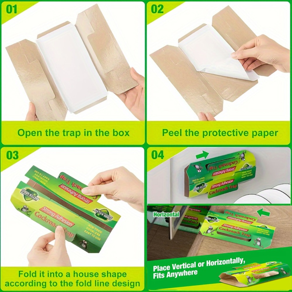 22pcs Green Cockroach House - Physical Pest Control Box, Insect Catcher, Cockroach Trap, Pest Catcher Paper Box, Easy to Use and Clean, Ideal for Pest Control in Apartments, Hotels, Restaurants, and Dormitories, Essential for Indoor Pest Prevention
