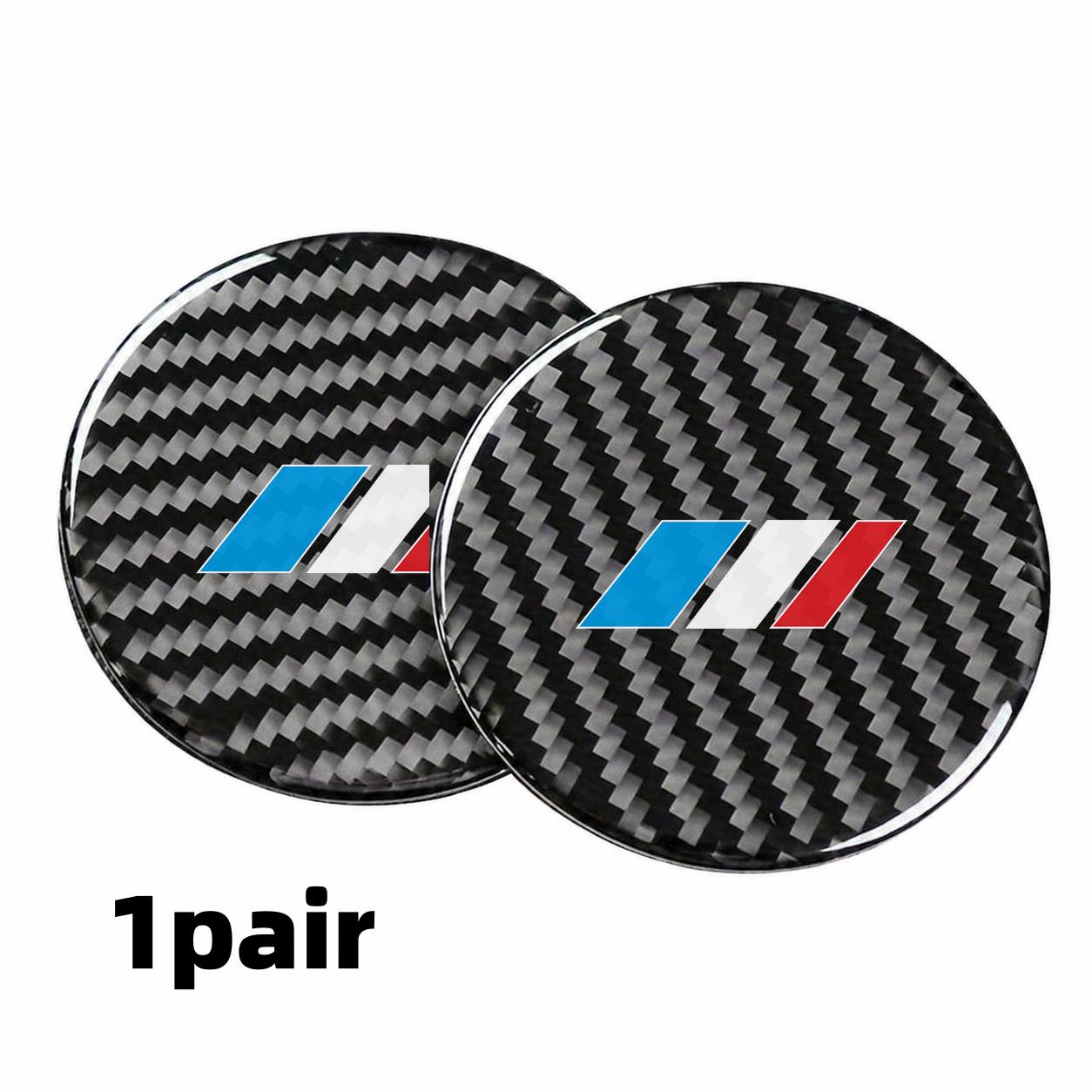 TEMU Blue, White, And Red Three- Carbon Fiber Texture Resin Cup Mats, 1 Pair Set, Protect Cup Holder, Easy To Remove And Clean, Suitable For Various