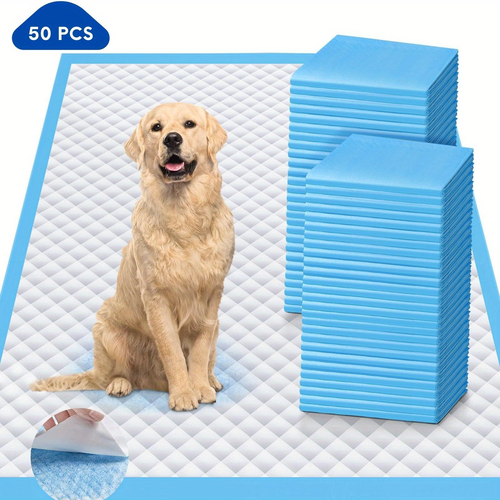 TEMU Extra Large Thick Dog Pee Pads 24" X 24" - Ultra Absorbent 6-layer Design With Lock- | Extra Large Leak-proof Disposable Potty Pads For Puppies,