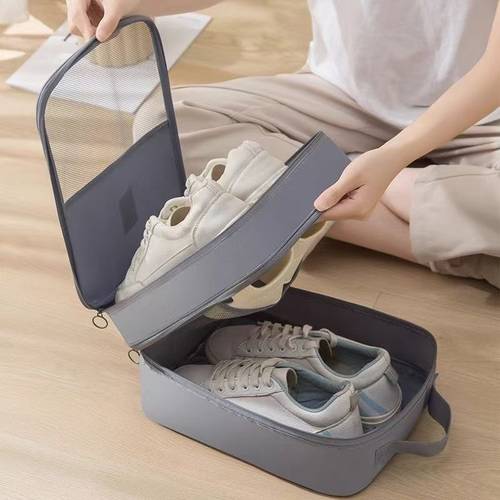 travel shoe bag with high capacity accommodates 3 pairs of shoes durable dustproof and breathable storage with comfortable handle in black