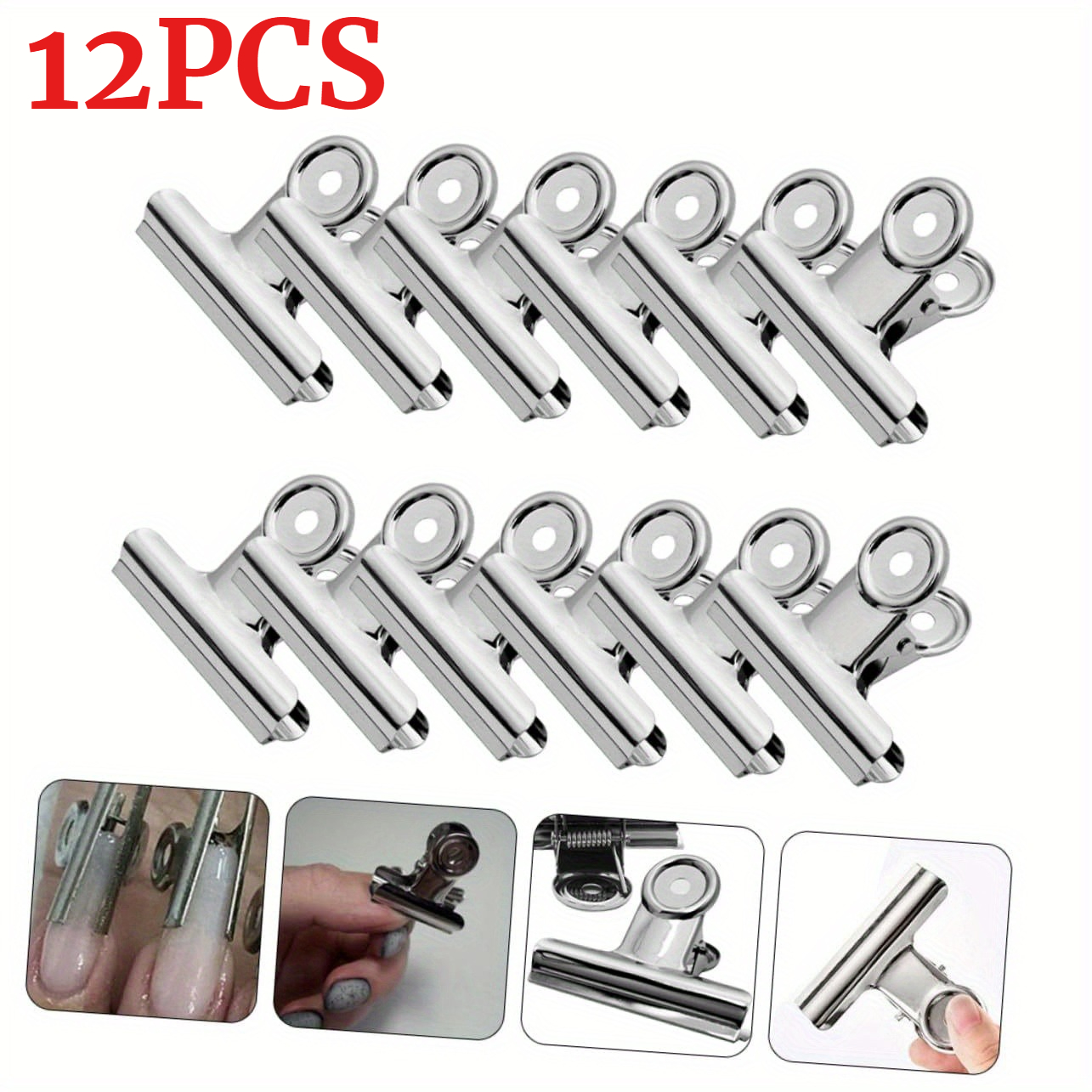 TEMU 12 Clip per fritte in acciaio inossidabile - Clip sigillanti resistenti all'umidit� per la - Utensili da cucina riutilizzabili