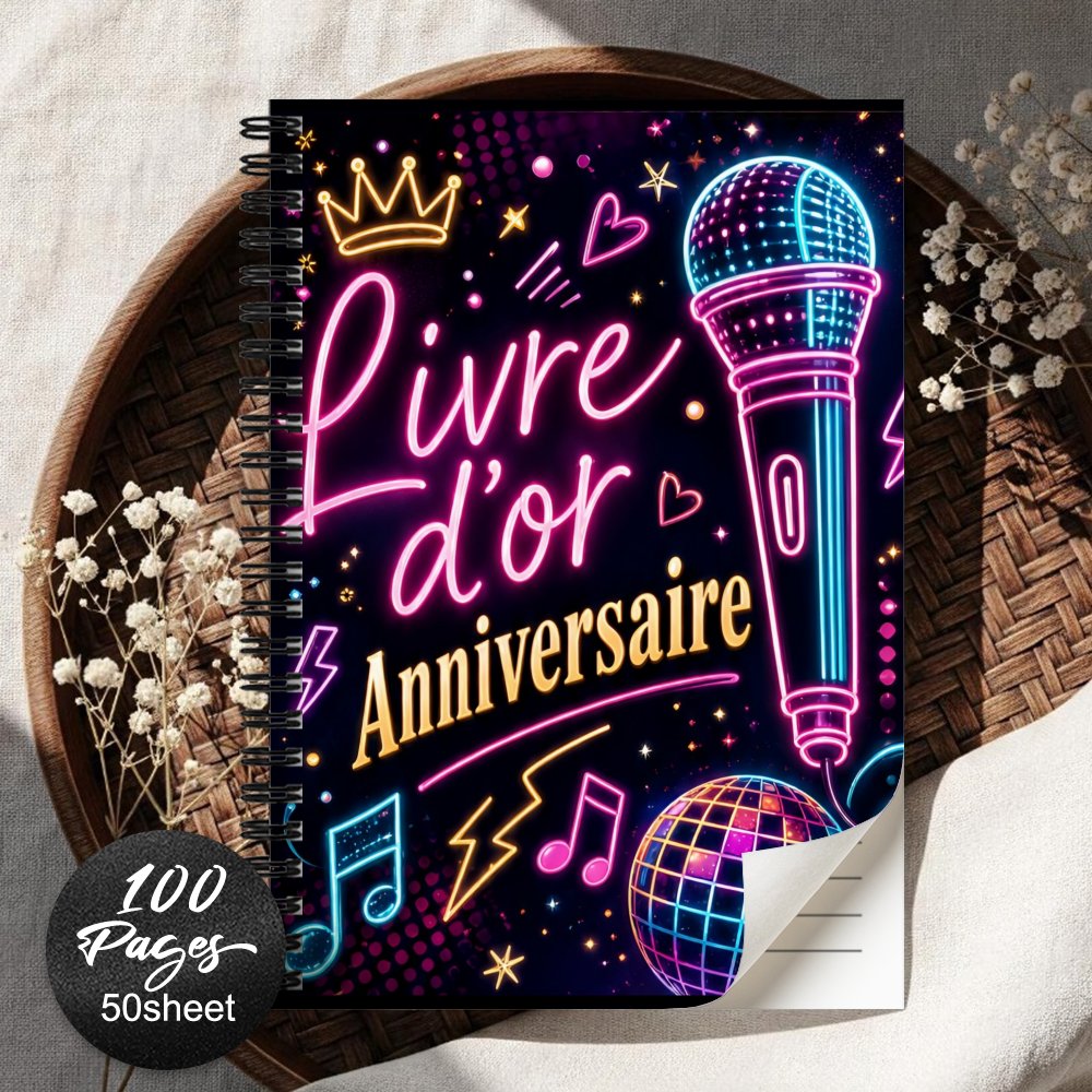 TEMU 1 'or, Édition Française Anniversaire Souvenir Journal de pour Souvenirs & Vœux de Style Néon Fête Parfait pour que Signent Spécial