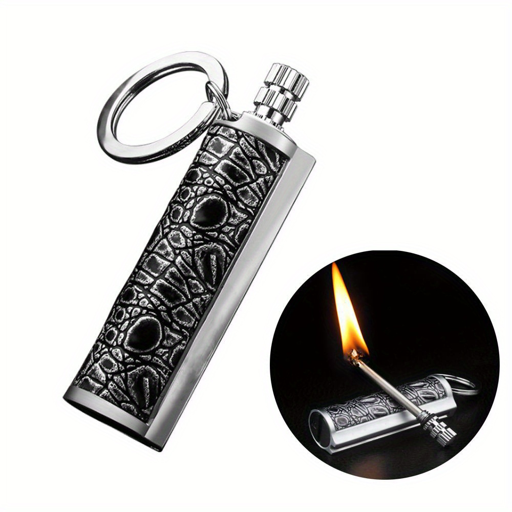 flint fire starter keychain metal matchstick   fire starter gear permanent match lighter portable metal keychain mens gift for outdoor camping hiking   Product details 0