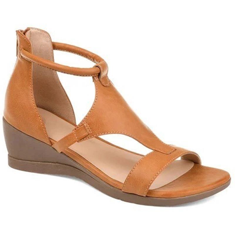 Image of 2026 New Style European And Wedge Heel Back Zipper , Women's Wedge Heel , Platform Sandals, Comfortable Mom Shoes And Shoes, Women Shoes