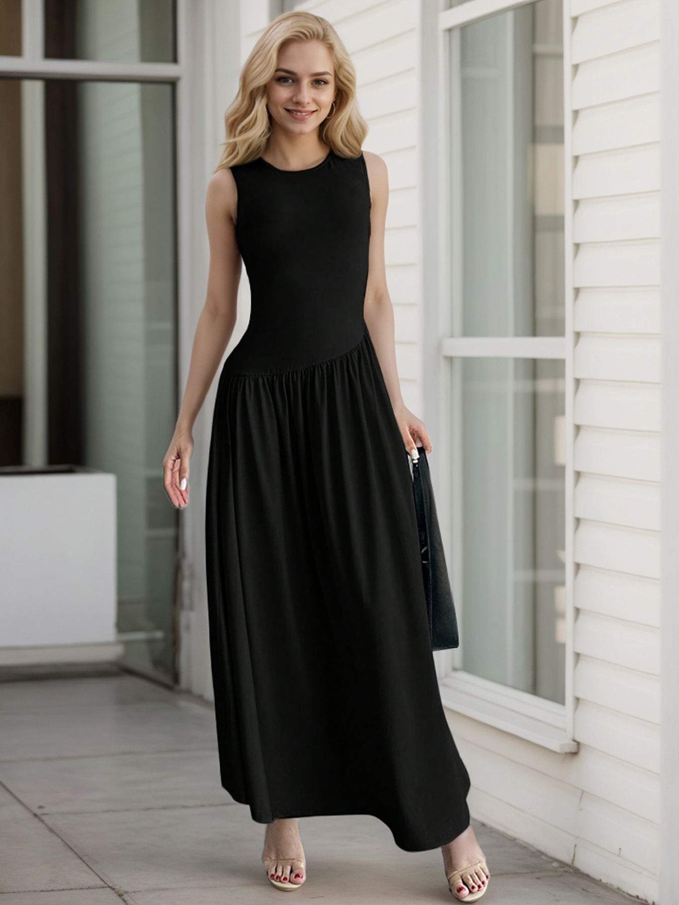fitted lace wedding dress 24seven Comfort Apparel Multicolor Plus Size Razorback Tank Casual Maxi  Dress P006679TRR