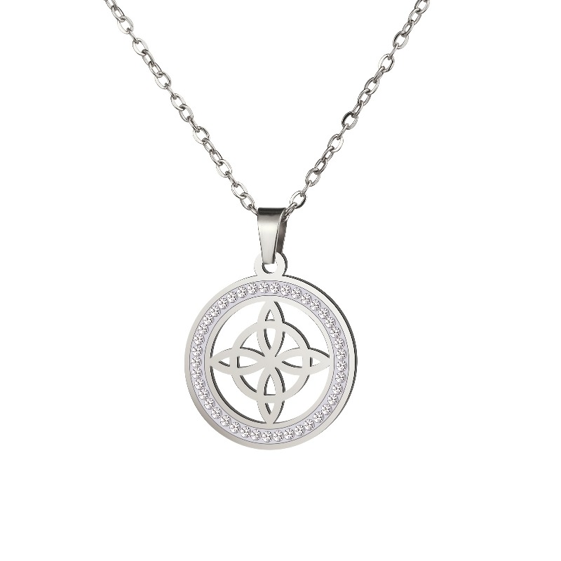 TEMU 1 Collar con Colgante de Nudo Celta , Acero Inoxidable con Incrustaciones de Diamantes de , Joyería Elegante y a , Regalo Ideal para Mujeres, ,