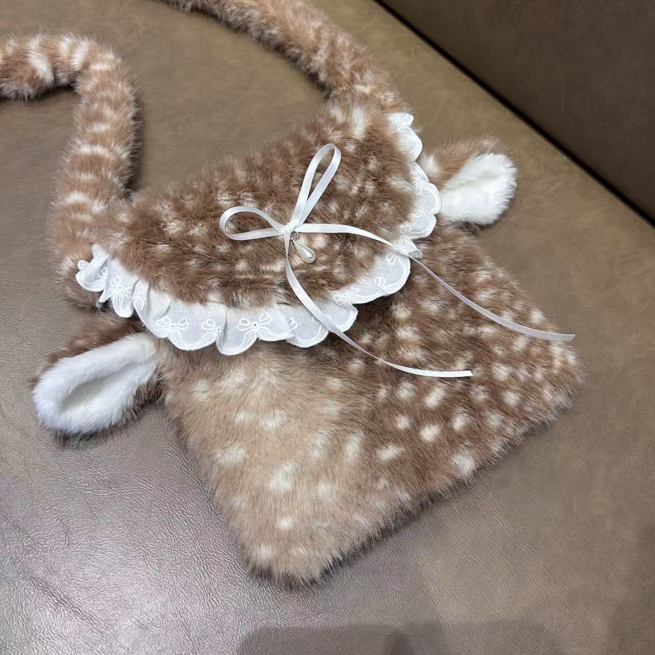 New Winter Japanese-style Cute Girly Plush Deer Crossbody Bag, Adorable Korean-style Women', And Birthday Gift