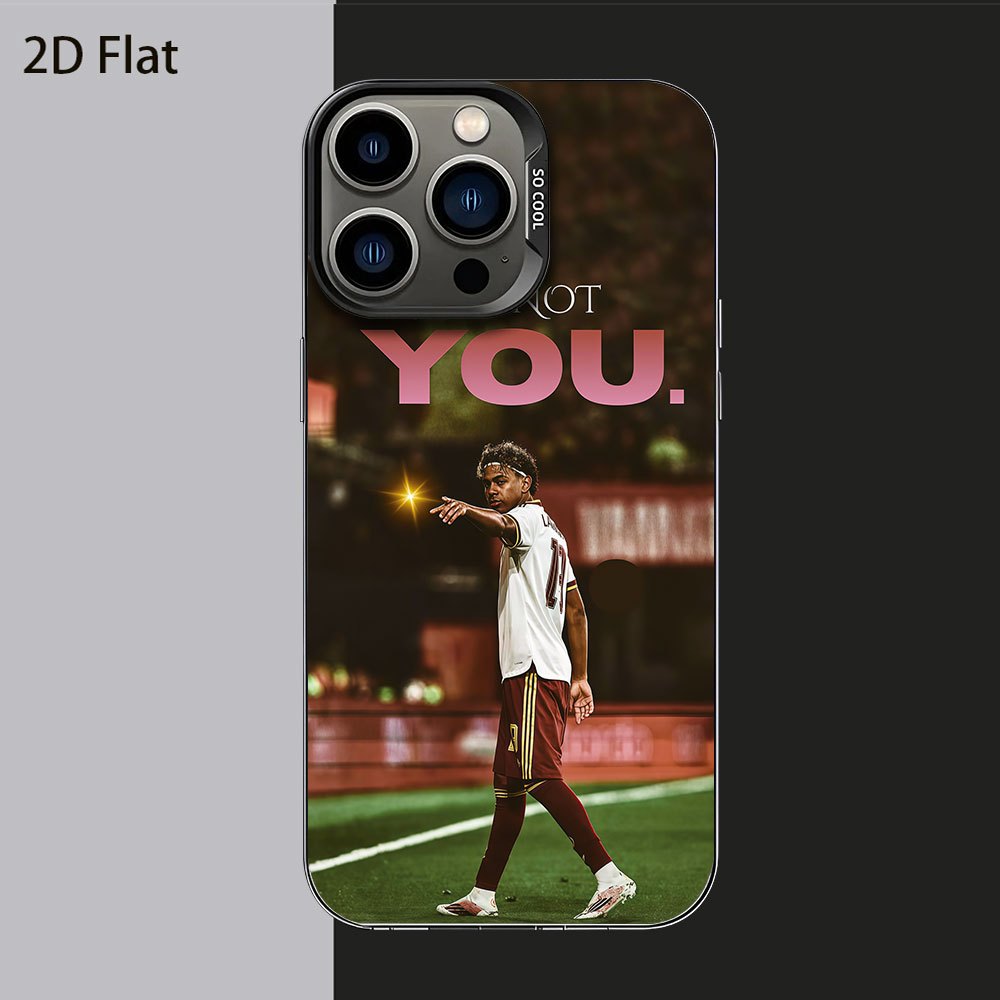 TEMU Phone Case - Phone Case: 2d Flat Printing, 1 Soccer Player Pattern Themed Iridescent Silvery Imd Phone Case, Suitable For Iphone 17 Air/17 Pro