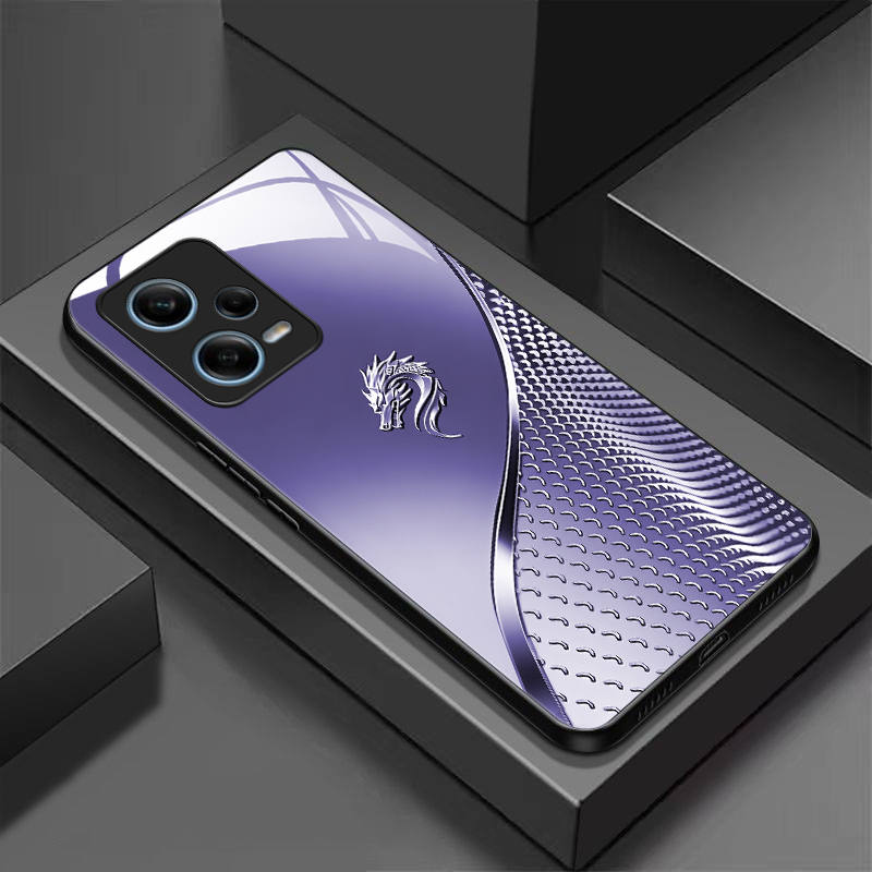 TEMU Tempered Glass Phone Case Suitable For Redmi Note 12 Pro 5g Ultra-thin Hard Cover With High - End Luxurious Business - Style Patterns Bla092