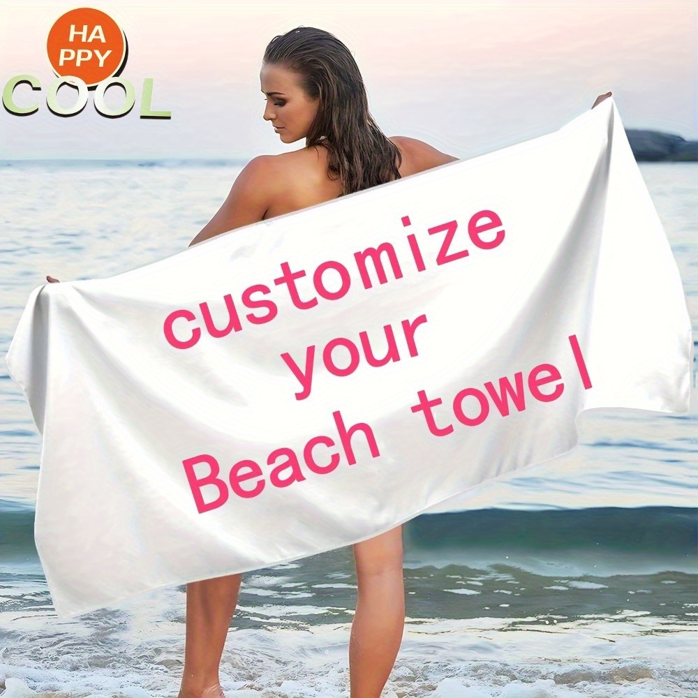 TEMU 1 Custom-made Beach Towel- White Personalized Beach Blanket, Super Absorbent And Quick-drying Swimming Towel- , Suitable For And , Ideal For Pool And - The Gift