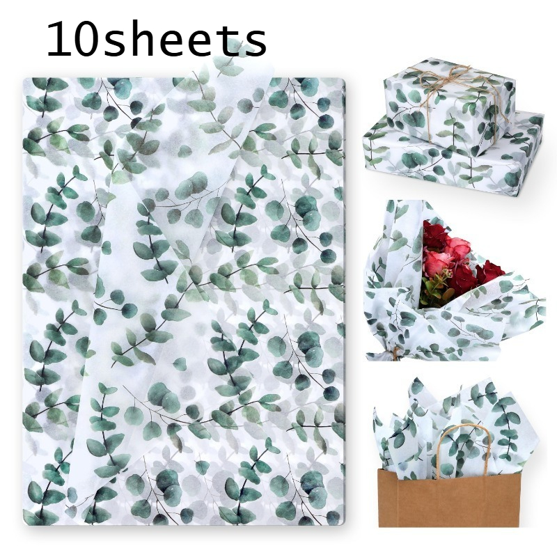 Image of 10pcs Of Eucalyptus Leaf And Themed Wrapping Paper - Perfect For Parties, Birthdays, Weddings, And Gift Wrapping With Leaf Pattern, Elegant Wedding Decor | Paper For Party Decorations