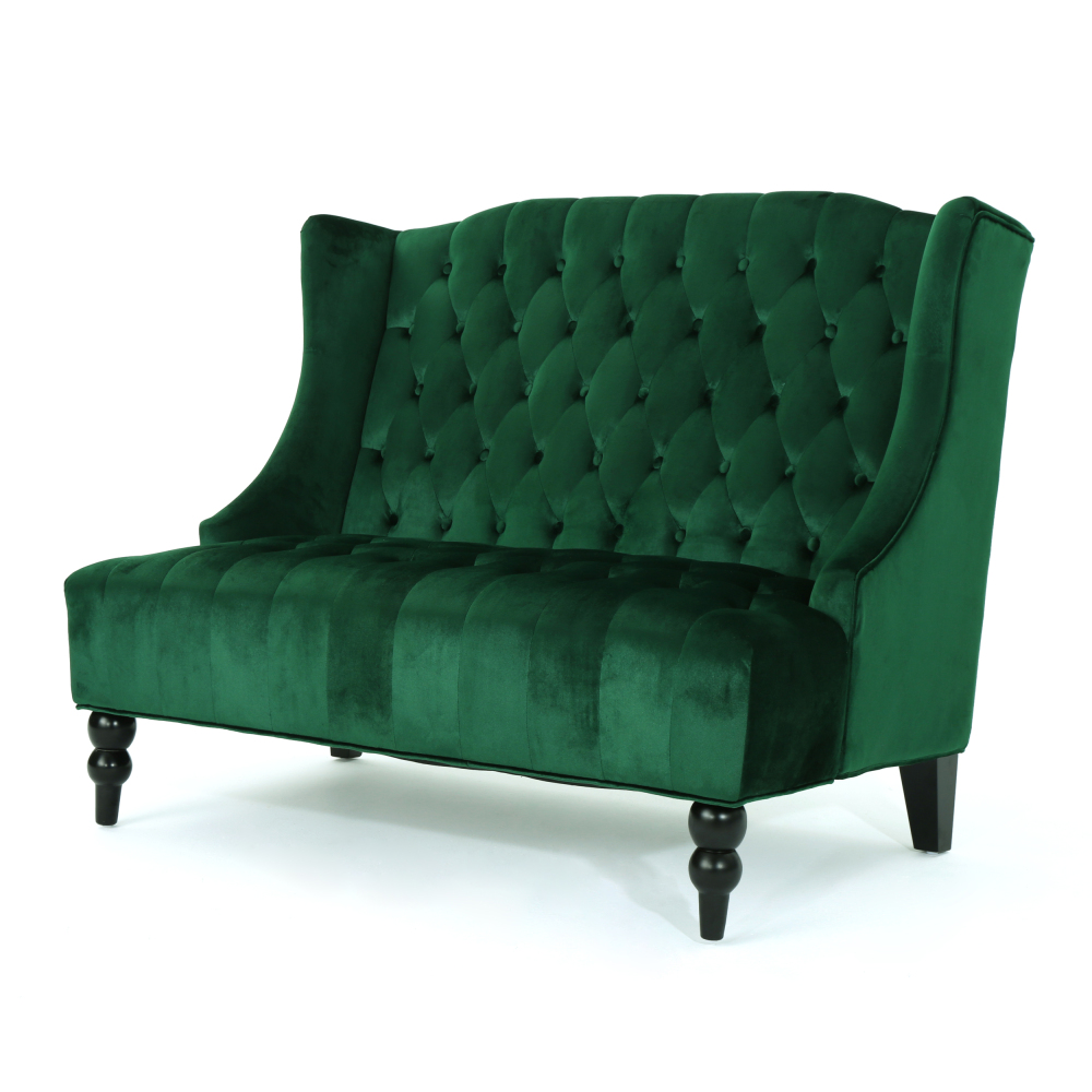 50-Inch Two-Seater Sofa, Comfortable Velvet Fabric, Mid-Century Modern Style, Minimalist Design, Extended Backrest, Compact Two-Seater Suitable for Bedrooms, Apartments And Home Offices