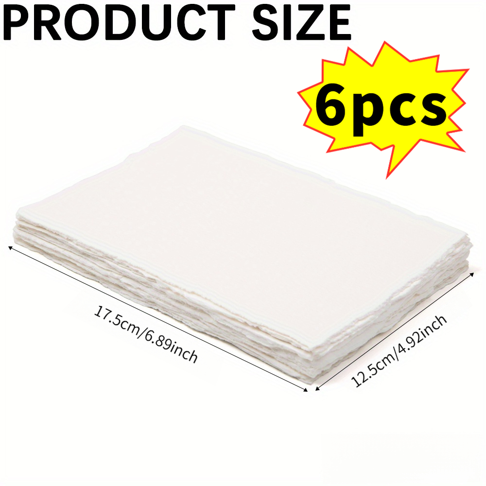 TEMU 2 Styles Of Watercolor Paper, 300 Gsm Deckled Edge Paper, 5.9 X 8.3 Inches, Rough/textured Handmade Paper, White Textured Paper, Suitable For