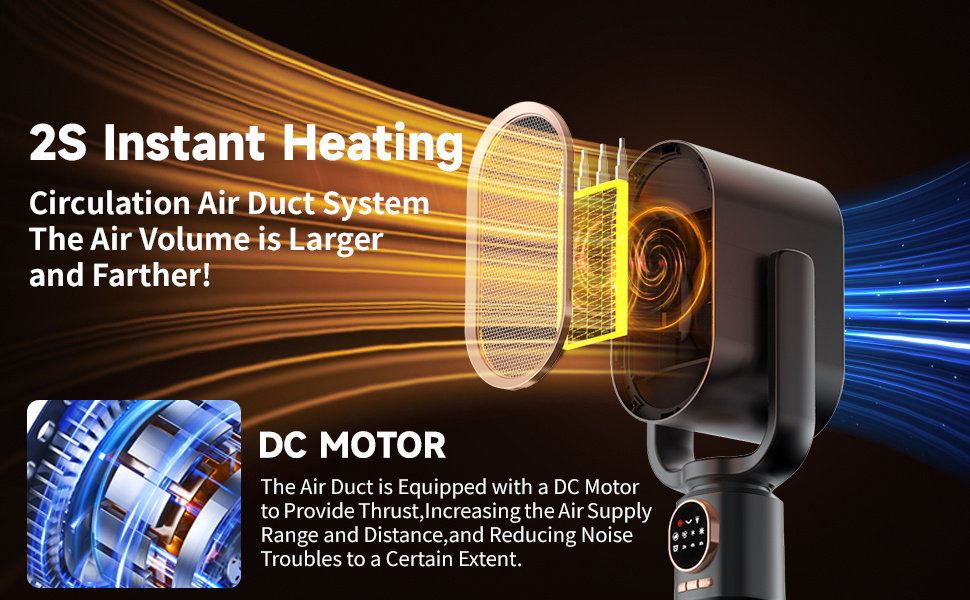 portable electric heater indoor ceramic heater with thermostat   2 8 hour timer overheating and tip over protection suitable for offices bedrooms large rooms remote control Product details 4