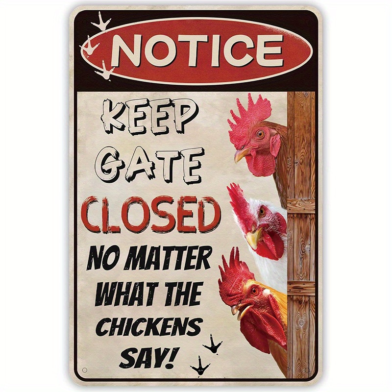 TEMU Funny Chicken Coop Signs, Gate Closed, Chicken Coop Decor For Farm, Home, Garden, Or Farmhouse Kitchen, Outdoor Chicken Warning Sign 12 X 8 Inch