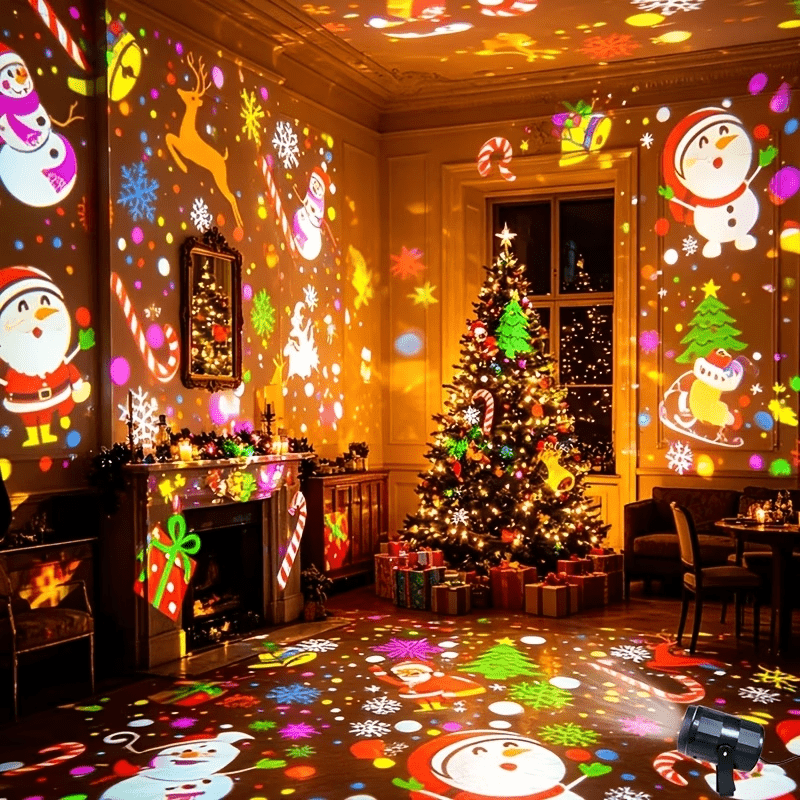 TEMU Lampe de projection de Noël, projecteur de lumière de scène pour fête, alimenté par USB, lumière de Noël, Plug and Play, convient pour la