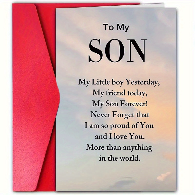 

1pc, Warm Birthday Card With Envelope (12cm * 18cm), I Love You, Love You In The World, Suitable For To Son, Expressing Love For Son, Expressing On Birthday