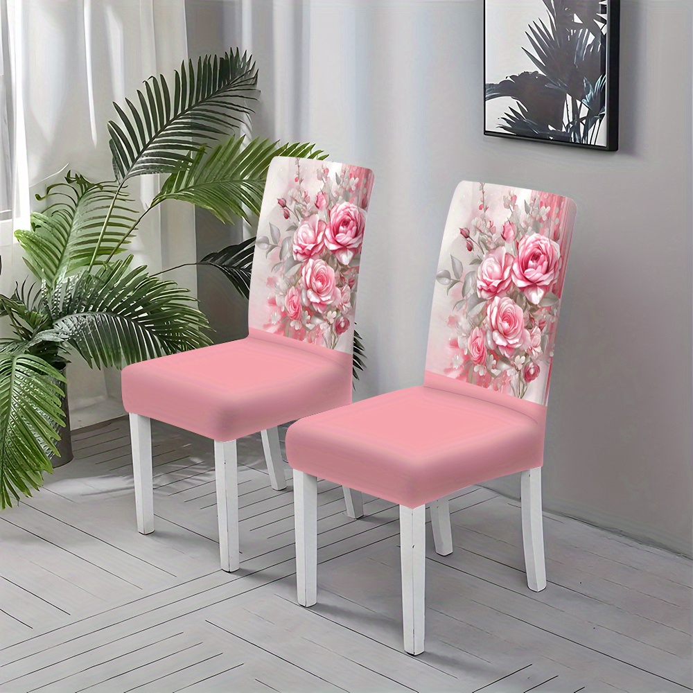 

2/4/6pcs Modern Polyester Chair Covers With Floral Print, Machine Washable, Soil Stain Resistant, Removable Dust-proof Seat Covers For Kitchen, Dining, Office, Banquet, Home Decor