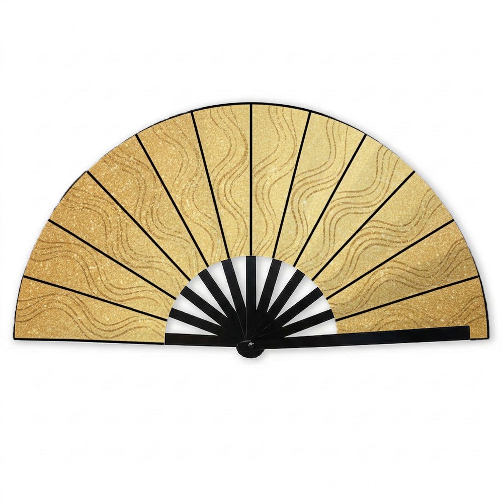 TEMU 1 ventilador de Art Deco minimalista moderno - de línea dorada, ventilador de refrigeración portátil adecuado para uso diario, exteriores,