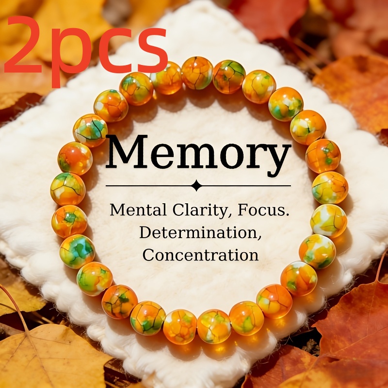 TEMU 2pcs Perliva -yellow Glow Stone Wealth Bracelet Suitable For , Bohemian,, Valentine's Day, For & Luck, Wear