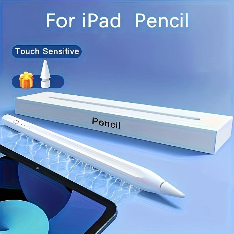 TEMU 팔미 거절 및 기울기 기능이 있는 iPad 펜슬, 13분 빠른 충전, 터치 감지, 리튬 배터리 충전 가능, 그림 및 글쓰기에 이상적 - 파란색과 흰색 디자인, 예술 용품 | 세련된 펜슬 디자인 | 터치 감지 펜슬