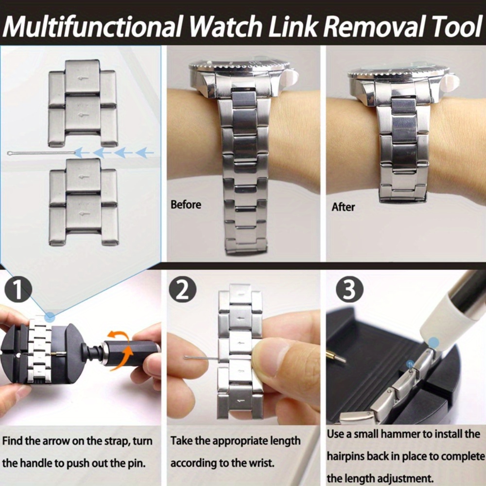 Image of Watch Tools & Press Set, Watch Strap Shortening Tool, Repair, Watchmaker Tool, Watch Opener Watch Cover Opener, Pressing Tool, Screwdriver