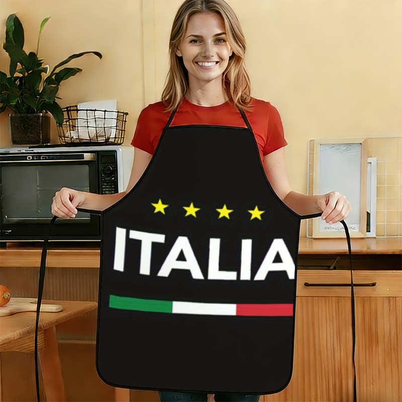TEMU 1 grembiule piatto 2D con e motivo bandiera tricolore, resistente da pulire, cintura regolabile, materiale in poliestere, grembiule da cucina