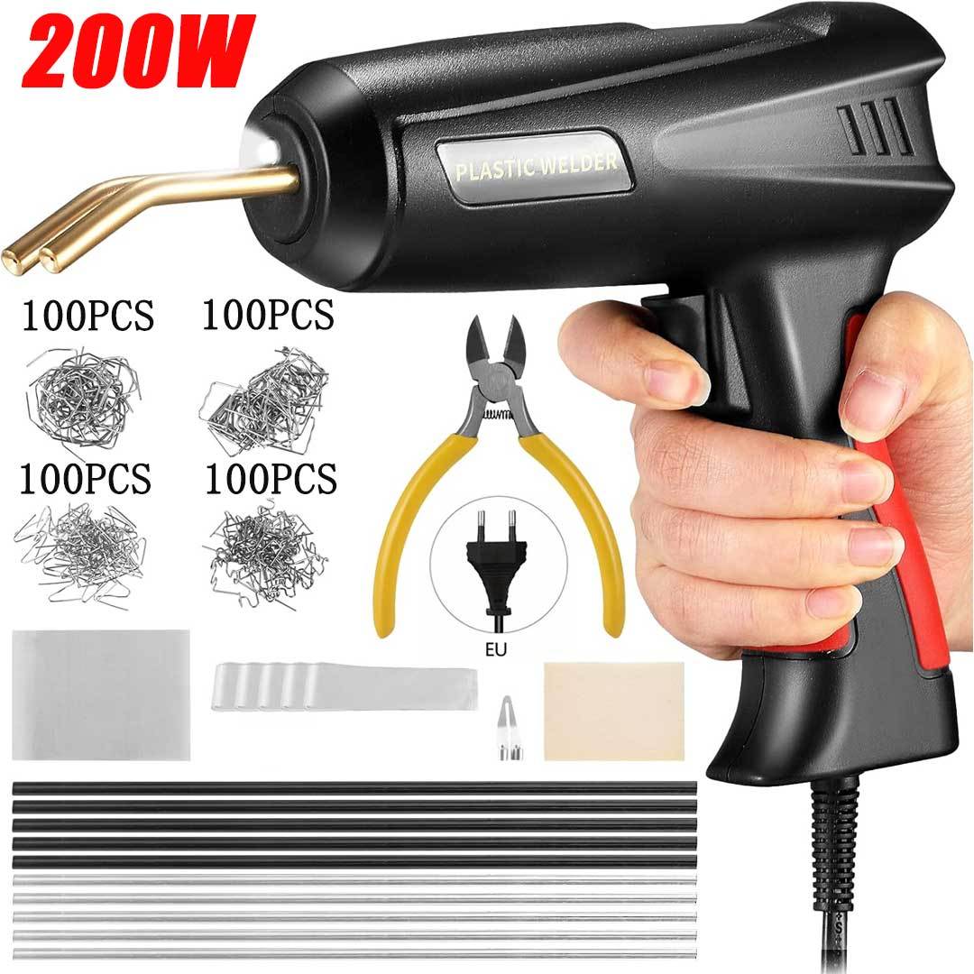 TEMU Kit di saldatura plastica 2 in 1 - Pistola per graffettatrice a saldatrice per plastica, pistola termica per riparazione plastica
