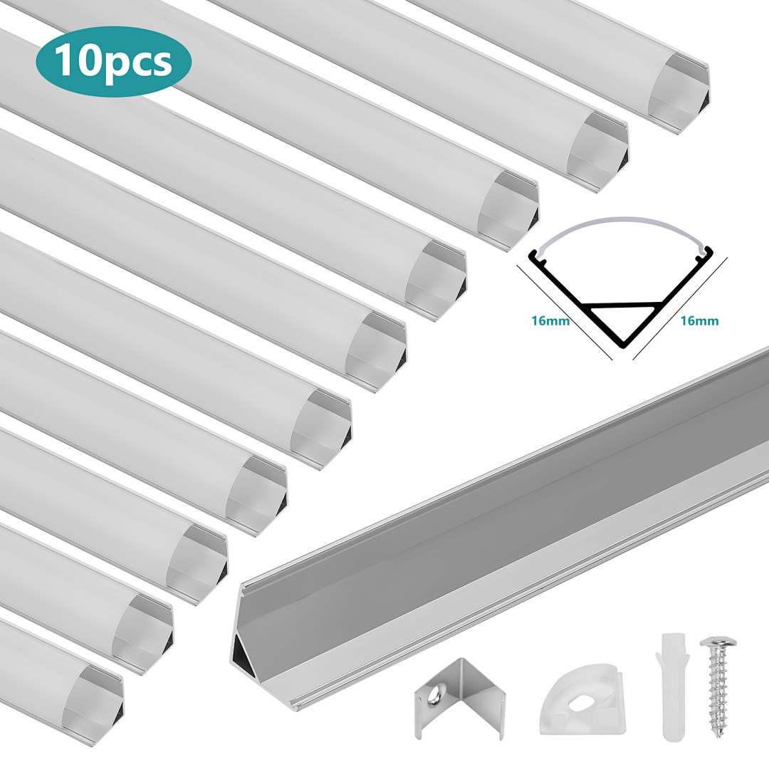 TEMU LED d'intérieur en aluminium pour cuisine, diffuseur LED argenté, 10 pièces 1M, couvercle blanc pour profilé en aluminium LED pour éclairage de