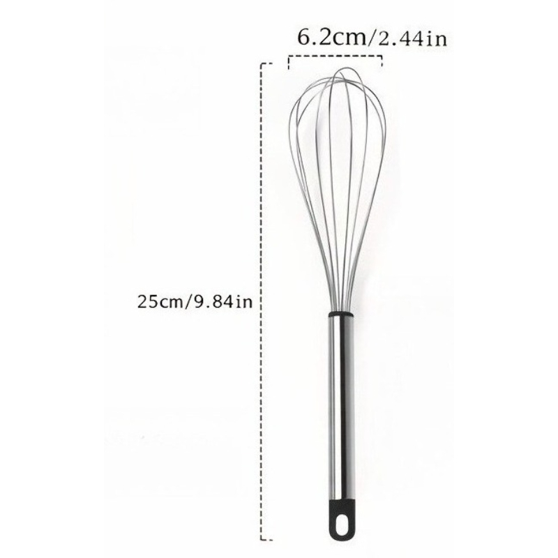 TEMU 1pc Stainless Steel Balloon Whisk, Manual Hand Egg Beater For Eggs, Cream, Batter And Sauce Mixing, Kitchen Baking Whisk For Whipping, Blending