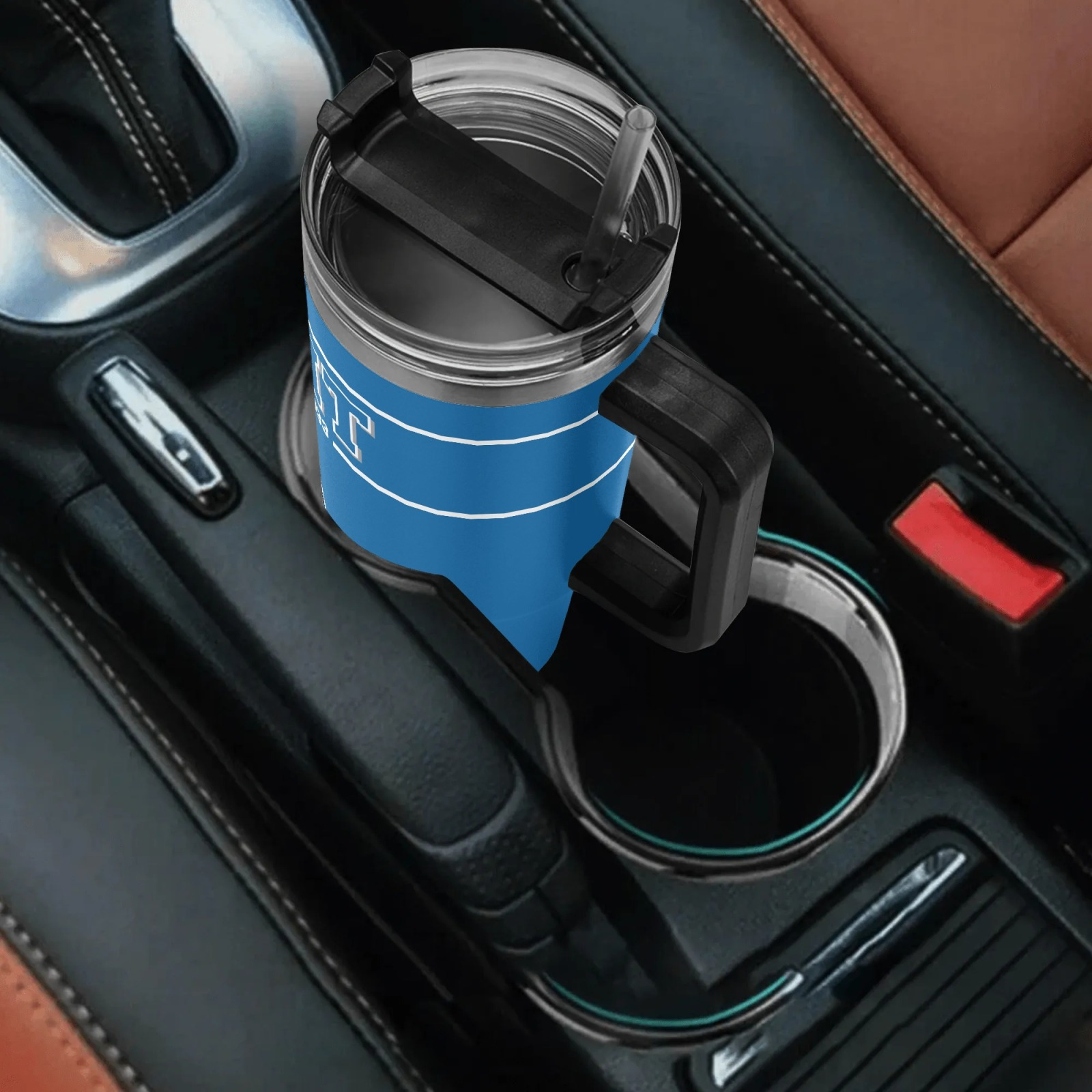 customizable 40oz vacuum insulated tumbler with lid straw personalized name detroit football design hand wash only reusable travel cup for car office   gift for fans 3