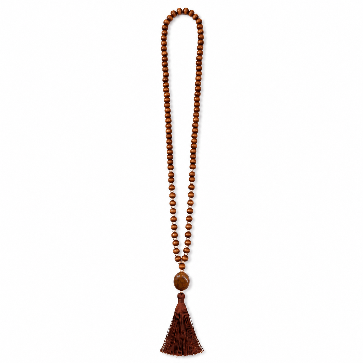 1-Pack Retro Tassel Beaded Long Pendant Neck Chain, Boho Style