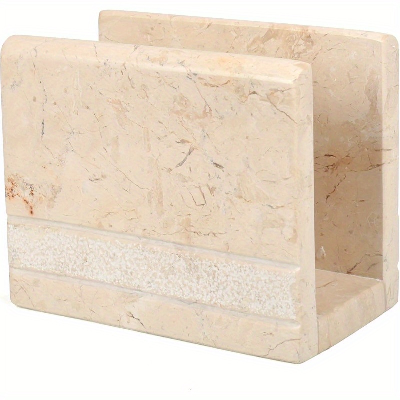 natural   marble hand carved collection tabletop napkin holder stand tissue paper dispenser decorative kitchen countertop dining table organizer 3 x 5   5 h beige Product details 0