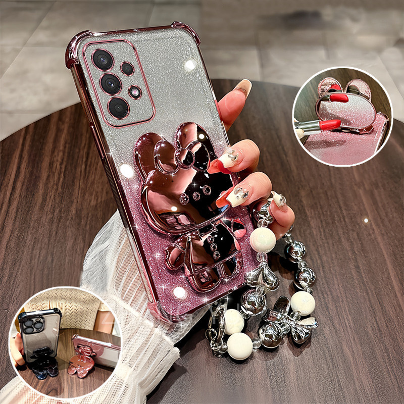 TEMU Phone Case: Case For Galaxy A33 A53 A73 A52 A23 4g 5g A32 4g A32 5g Phone Case Makeup Mirror Stand Bracelet Soft Phone Cases
