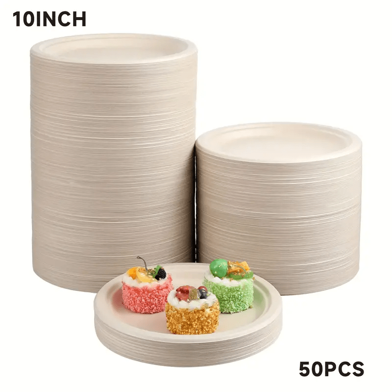 50 pack heavy duty thickened disposable paper plates   round salad plates 6 7   inch and oil resistant   parties catering and kitchen use