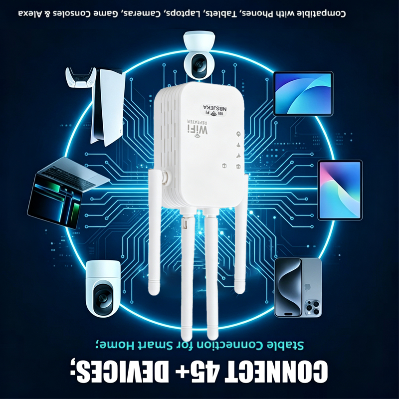 White High Penetration Antenna Wifi Booster, 1800mbps 2.4g Wireless Signal Strength Extender, Compact Compatible With Repeaters, Installation For Full Home Network Coverage
